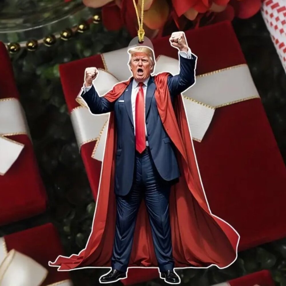 Donald Trump Superhero Red Cape Acrylic Ornament / Car Charm โ 2D Flat - Picture 4 of 7